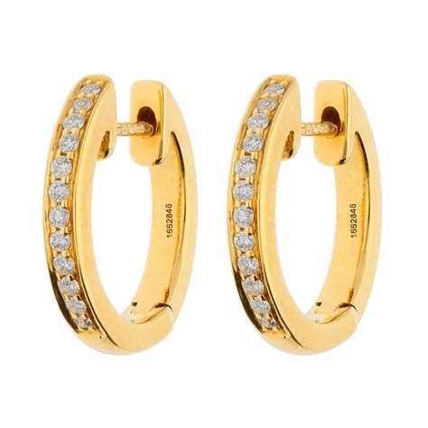 18ct Yellow Gold Diamond Hinged Hoop Earrings Buy Online Free Insured Uk Delivery