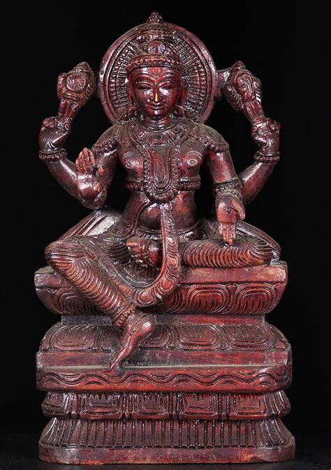 Sold Wooden Seated Vishnu Statue 12 76w6cg Hindu Gods And Buddha Statues