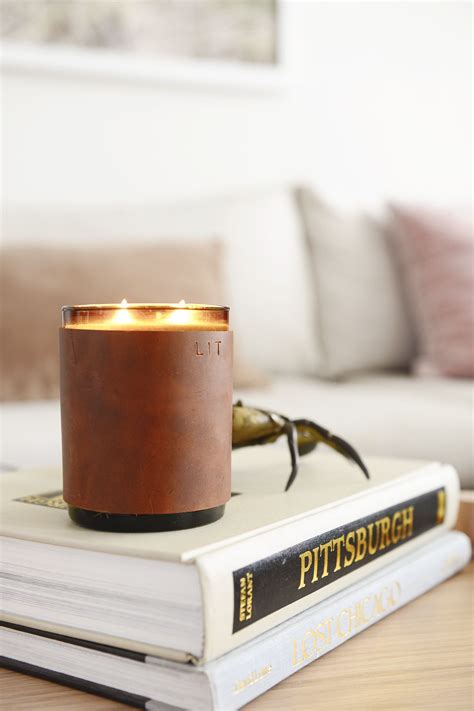 Diy Leather Candle Cozy Leather Candle Wrap Rustic Candle Idea Via