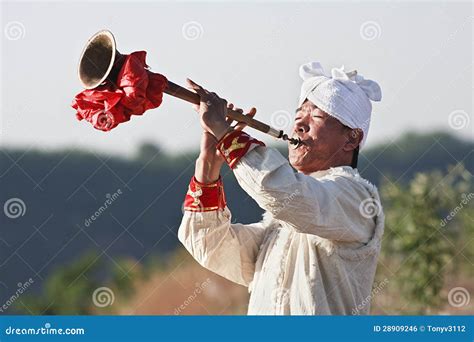 Chinese Musician Plays A Trumpet Editorial Photo Image Of Local Male