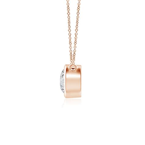 Angara Bezel Set Round Diamond Solitaire Necklace In 14k Solid Gold