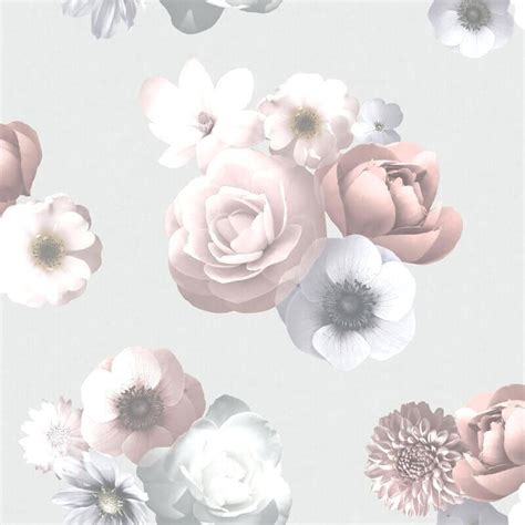 13 Grey And Pink Flower Wallpaper Iris Luxury01