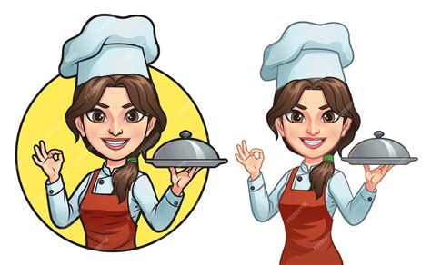 Chef Mujer De Dibujos Animados Vector Premium