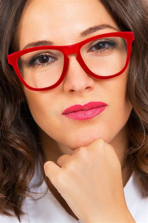 Portrait Of A Beautiful Young Woman With Glasses Closeup Stock Image Image Of Beauty Frame