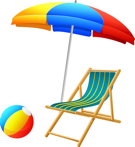 Beach Umbrella With Chair And Ball Png Clip Art Transparent Png Full