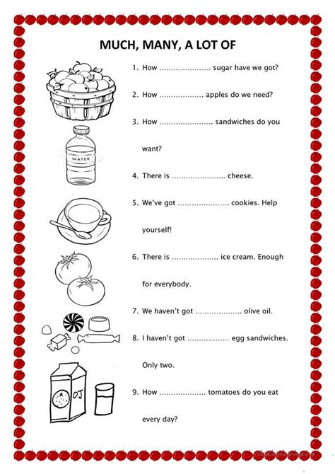 Much Many A Lot English Esl Worksheets For Distance Learning And