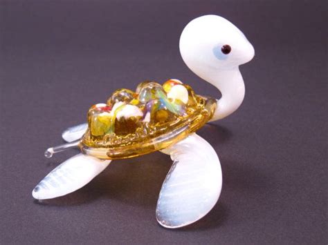 Blown Glass White Turtle Miniature Blown Turtles Glass Sea Etsy