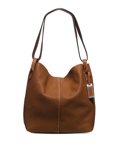 Michael Kors Rogers Large Leather Hobo Bag In Brown Luggage Lyst
