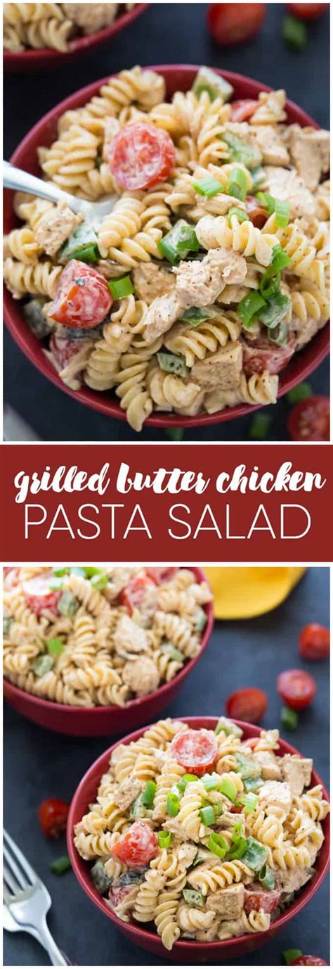 My peanut butter chicken is packed full of flavour and ready in 20 minutes! Grilled Butter Chicken Pasta Salad - Simply Stacie