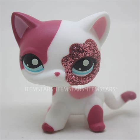 Littlest Pet Shop Cat Pink And White Glitter Sparkle Short Hair Lps 2291