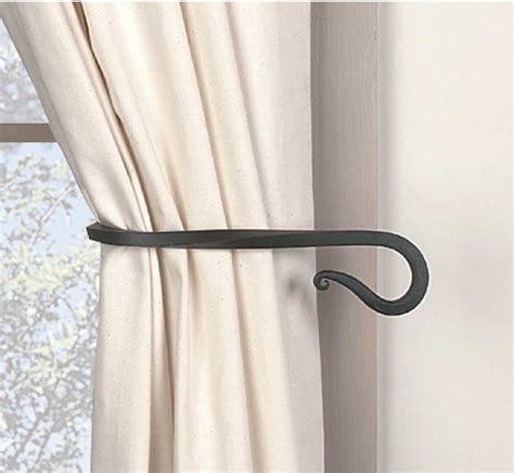 Tie Backs Black Wrought Iron Curtain Tie Back 9 Long Traditional