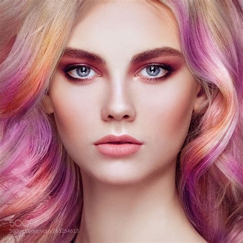 beauty fashion model girl with colorful dyed hair by heckmannoleg dyed hair hair photo vivid