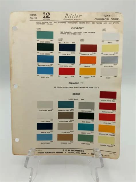 1967 Commercial Colors Ditzler Ppg Color Chip Paint Sample Page 1099