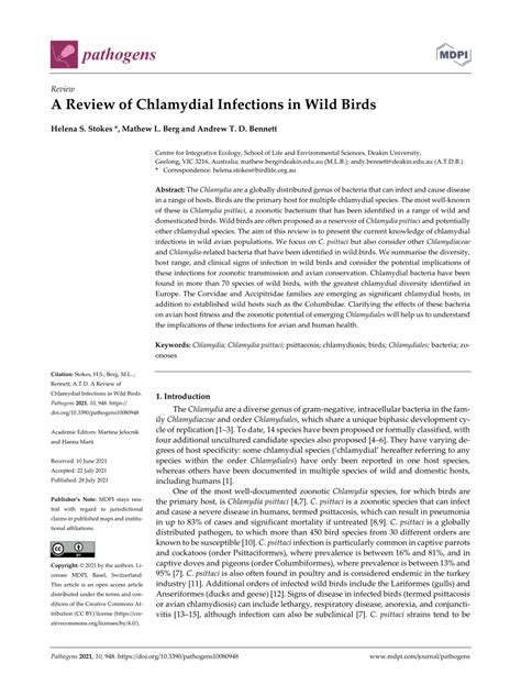 Pdf A Review Of Chlamydial Infections In Wild Birds