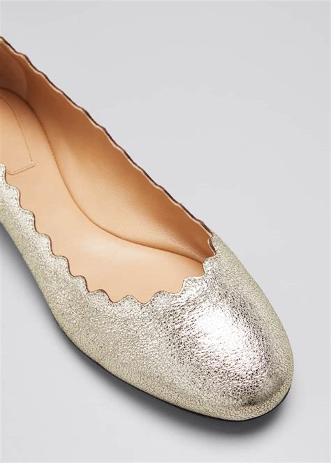 Chloe Lauren Scalloped Metallic Leather Ballet Flats Bergdorf Goodman
