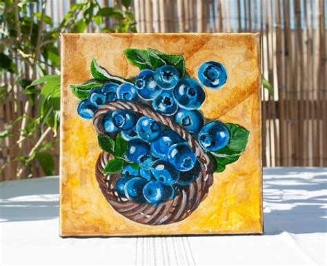 Blueberry Painting Original Acrylic Berries Art Home Decor Etsy