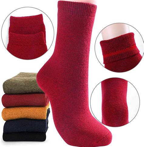 Jeasona Womens Wool Socks Thick Warm Winter Vintage Knit Multicolor