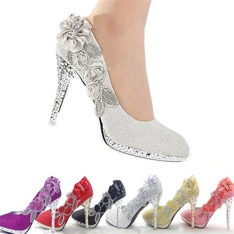 2014 Glitter Gorgeous Wedding Bridal Evening Party Crystal High Heels Women Shoes Sexy Woman