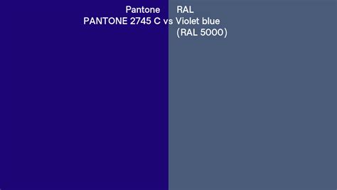 Pantone 2745 C Vs Ral Violet Blue Ral 5000 Side By Side Comparison