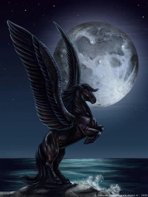 Black Pegasus Mythical Creatures Art Pegasus Art Fantasy Horses