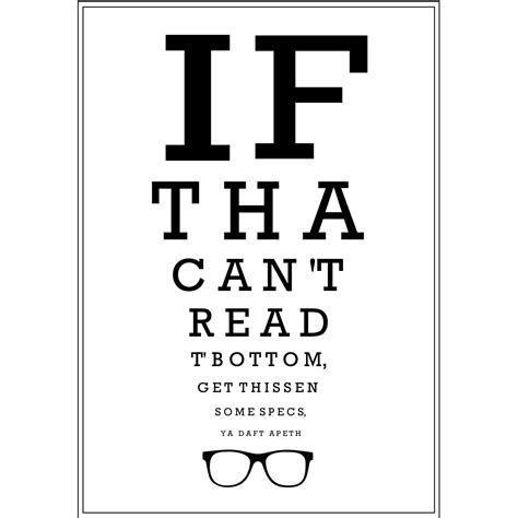 Yorkshire Optician Eyetest Chart Funny Sayings Print By Lighthouse Lane