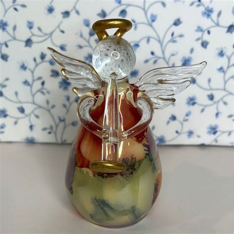 Blown Glass Angel With Gold Accents By Russ Colorful Angel Etsy