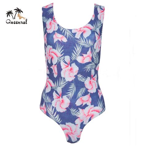 Swimsuit Women Push Up Thong One Piece Swimsuit Tropical Print Bathing