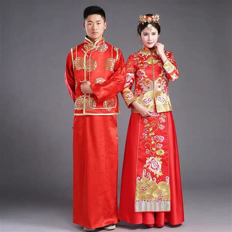 chinese traditional bride clothing pratensis style wedding dress female dragon gown slim