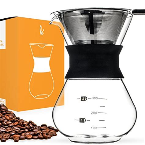 Pour Over Manual Hand Drip Coffee Maker Glass Carafe Coffeemaker Pot