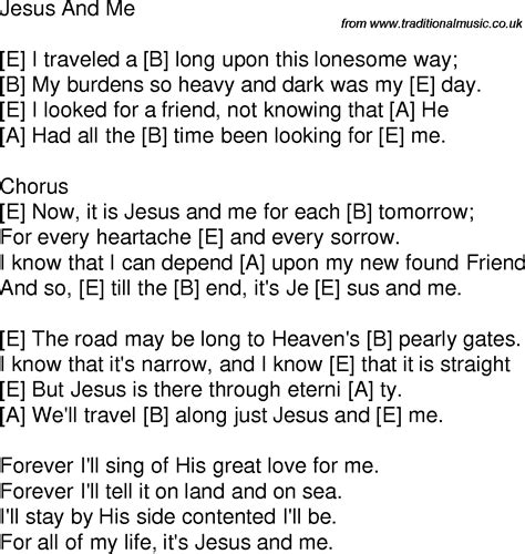 Old Time Song Lyrics With Guitar Chords For Jesus And Me E