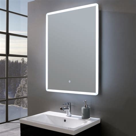 Bathroom Emke Backlit Illuminated Bathroom Mirror With Shaver Socket 800x600mm Wall Mounted