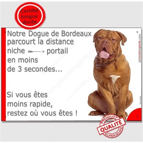 Dogue De Bordeaux Assis Plaque Portail Humoristique Pancarte Panneau