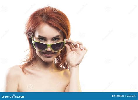 The Redhead Girl In Sunglasses Type 2 Stock Image Image Of Cool