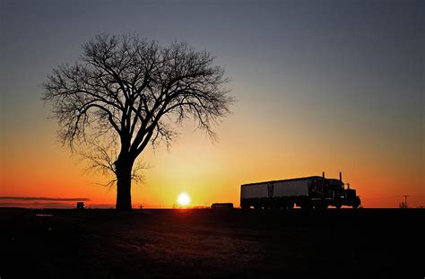 Semi Truck And Trailer In A Sunset Photograph By Kathy Nicklen Fine