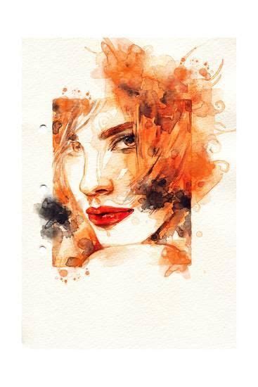 Beautiful Woman Watercolor Illustration Posters Anna Ismagilova