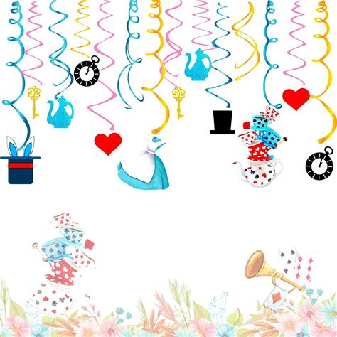 Laventy 16 Pcs Alice Hanging Swirl Decorations Alice Party Decoration