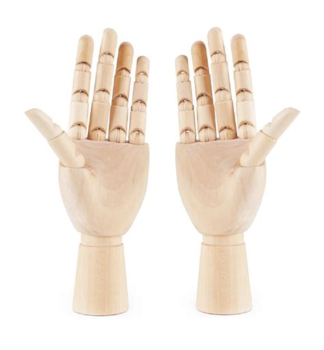 Wooden Hands Left And Right Model Wood Hands Jointed Moveable Fingers