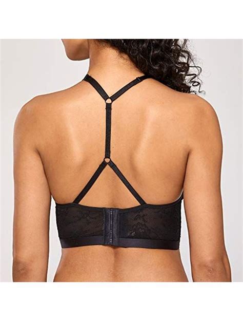 buy dobreva women s lace bralette halter high neck racerback wireless sexy see through bra