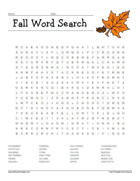 November Word Search Free Printable John Browns Word Search