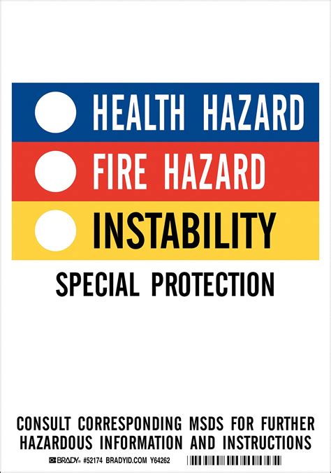 Brady Label Paper English Health Hazard Fire Hazard Instability