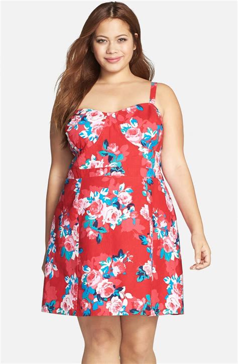 Jessica Simpson Madelynn Floral Print Fit And Flare Sundress Plus Size