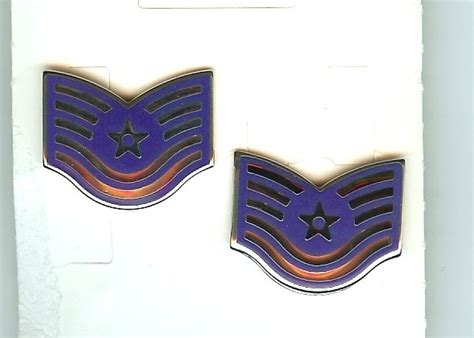 Us Air Force Usaf Technical Sergeant Chevron Metal Rank Insignia Pair