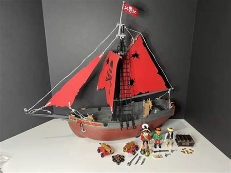 VINTAGE PLAYMOBIL Red Corsair Pirate Ship Incomplete PicClick