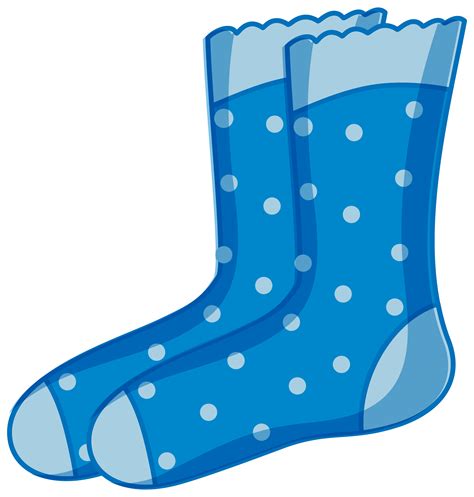 Blue Polka Dots Socks Cartoon Style Isolated On White Background