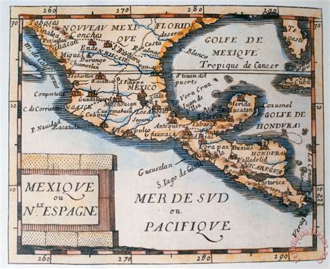 French School Antique Map Of Mexico Or New Spain Painting Antique Map