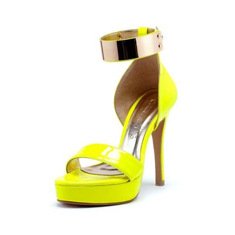 Meagan Royale Neon Yellow High Heel Shoe With Por Christyngshoes 95 00 Yellow High Heels Gold