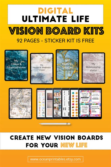 Digital Vision Board Kits Dream Board For Goodnotes Etsy Canada