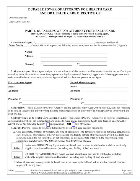 Texas Medical Power Of Attorney Printable Form