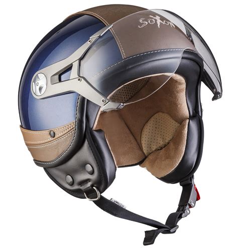 Soxon Sp 325 Urban Vintage Open Face Motorcycle Helmet S Blue Secret