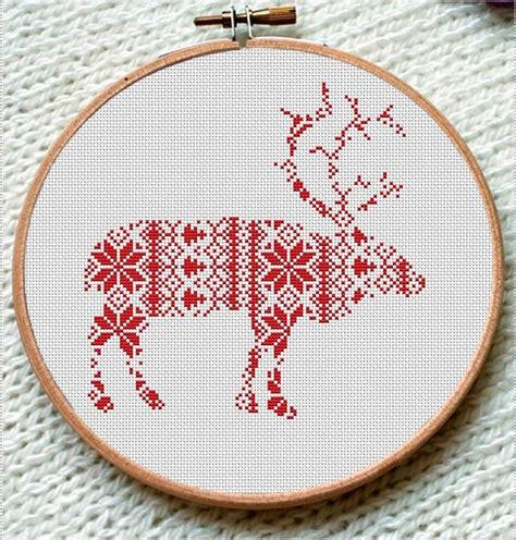 nordic reindeer cross stitch pattern by helenakovalchuk craftsy cross stitch patterns